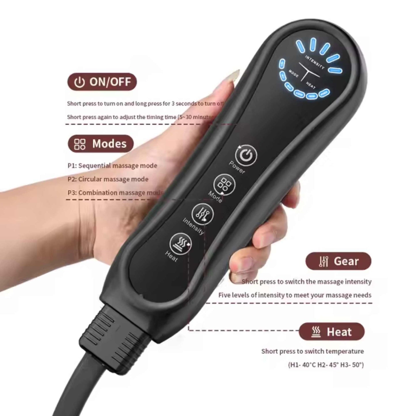 Orku Air Compression Leg Knee Foot Massager with Heat – Relaxation and Recovery