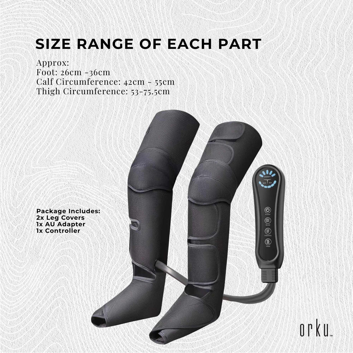 Orku Air Compression Leg Knee Foot Massager with Heat – Relaxation and Recovery