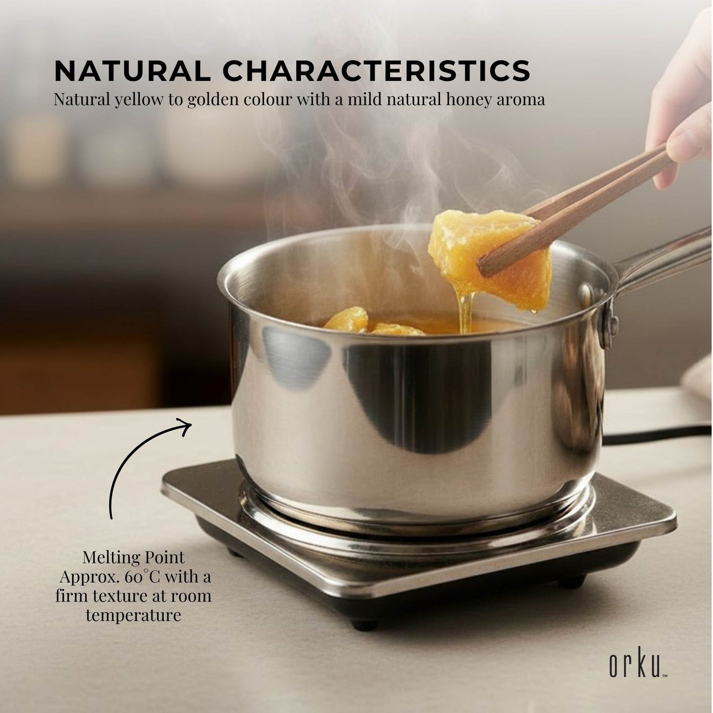 Orku Australian Beeswax Chunks - Pure Natural Unrefined Raw