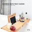 Orku Bamboo Bath Tray Caddy Adjustable - Spa Book Wine + Accessories Holder
