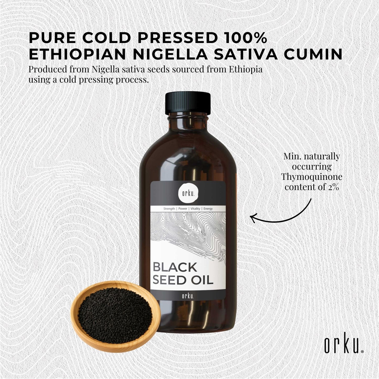 Orku Black Seed Oil Pure Cold Pressed 100% Ethiopian Nigella Sativa Cumin