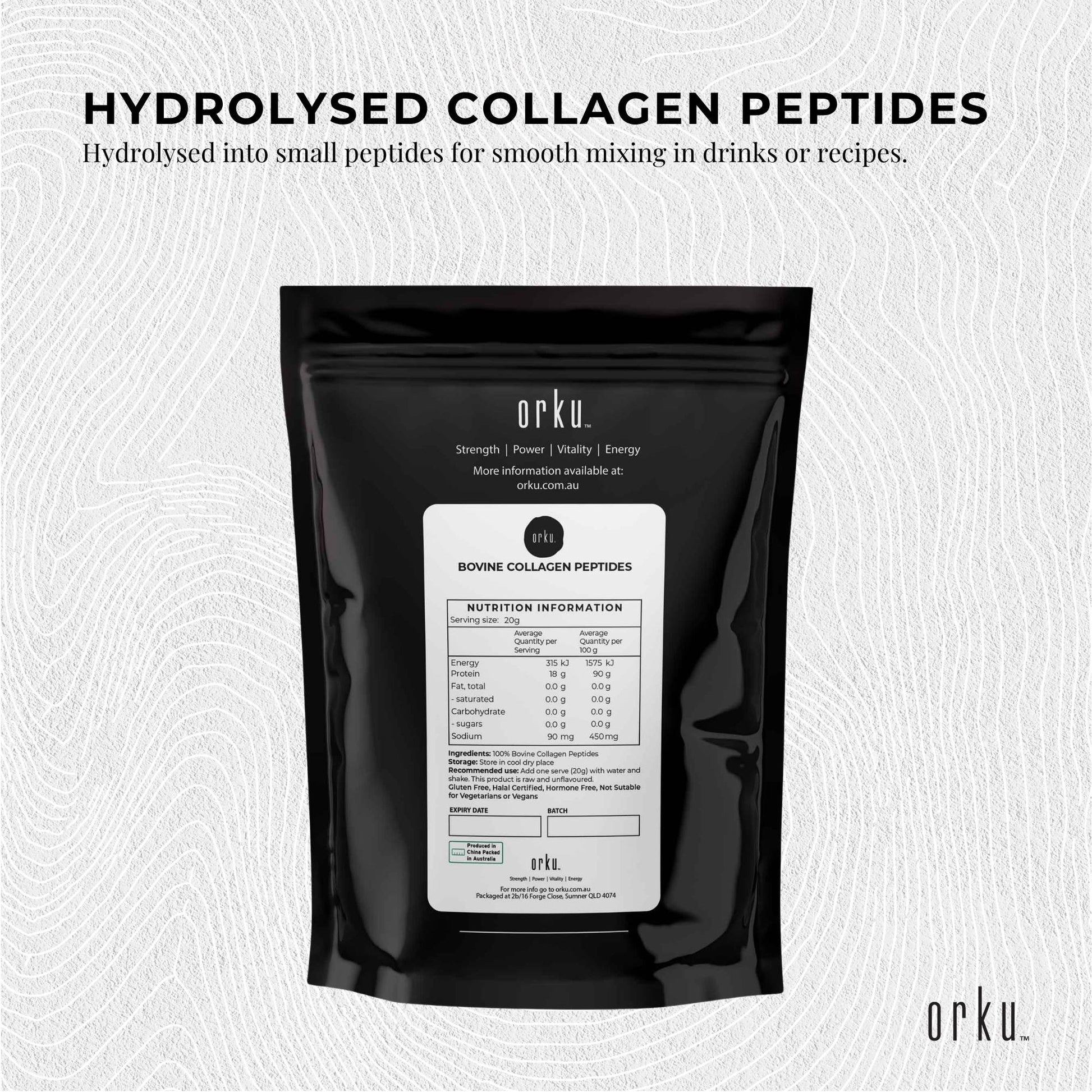 Orku Bovine Collagen Peptides Powder - Hydrolysed Protein Unflavoured