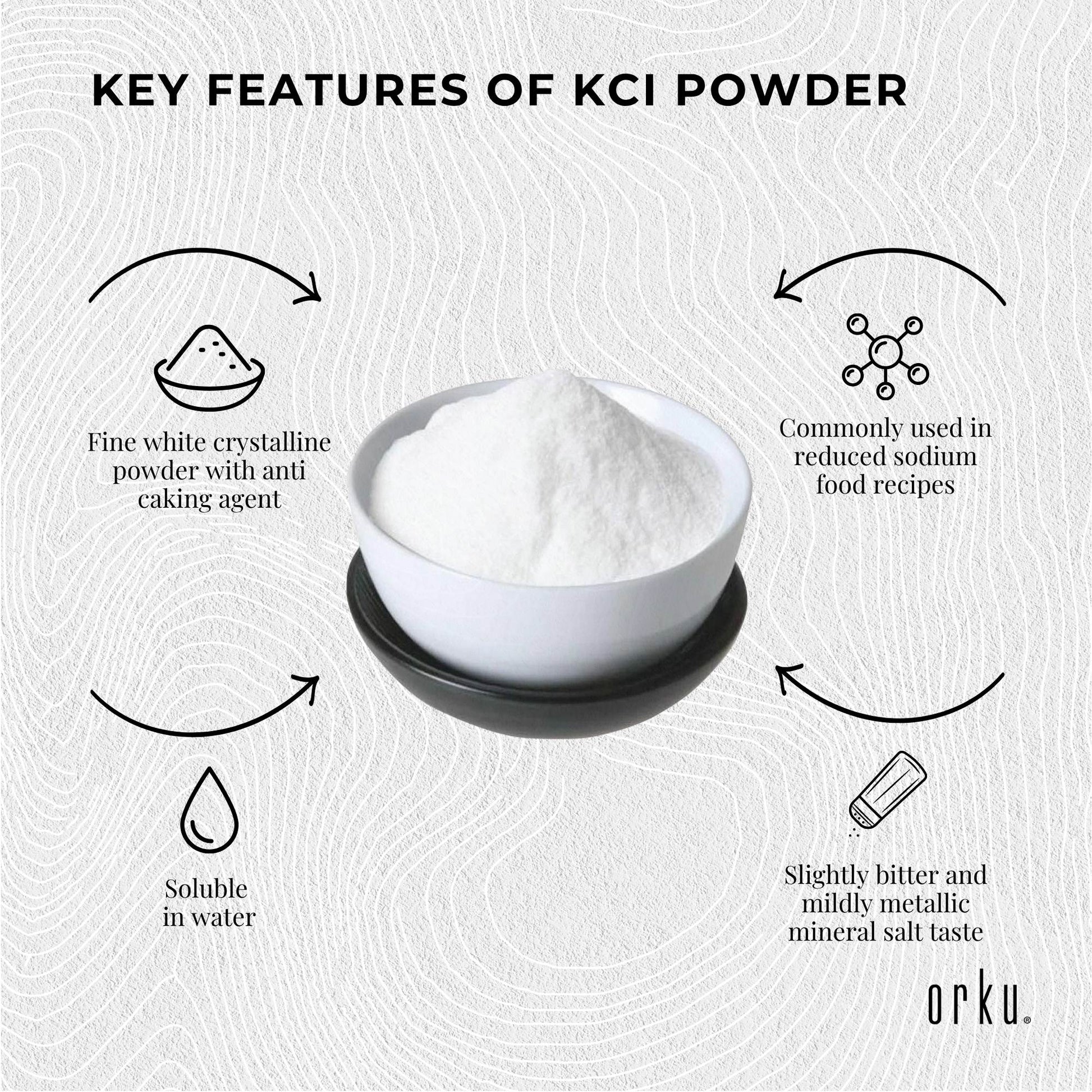 Orku Bulk 10Kg Potassium Chloride Powder - Food Grade E508 Salt Substitute