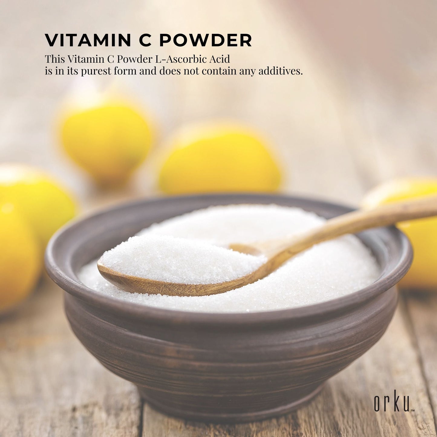 Orku Bulk 10Kg Vitamin C Powder Pure L-Ascorbic Acid - USP Grade Non-GMO