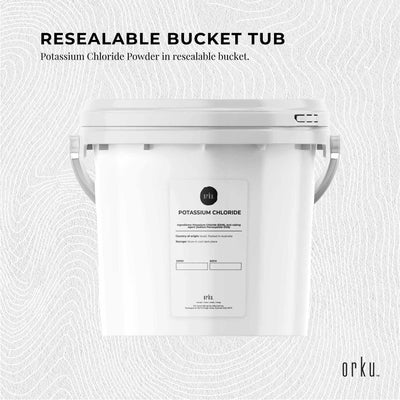 Orku Bulk Potassium Chloride Powder (KCl) Tub - Food Grade E508 Salt Substitute