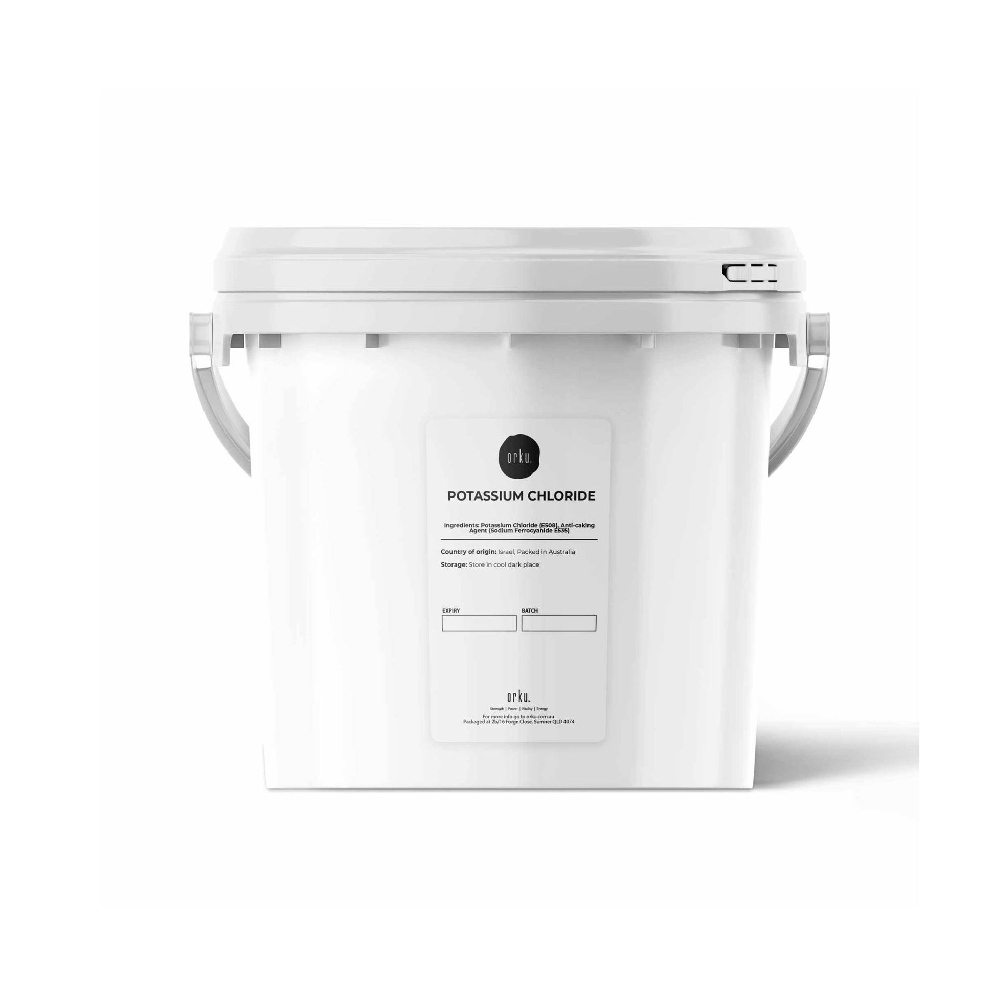 Orku Bulk Potassium Chloride Powder (KCl) Tub - Food Grade E508 Salt Substitute