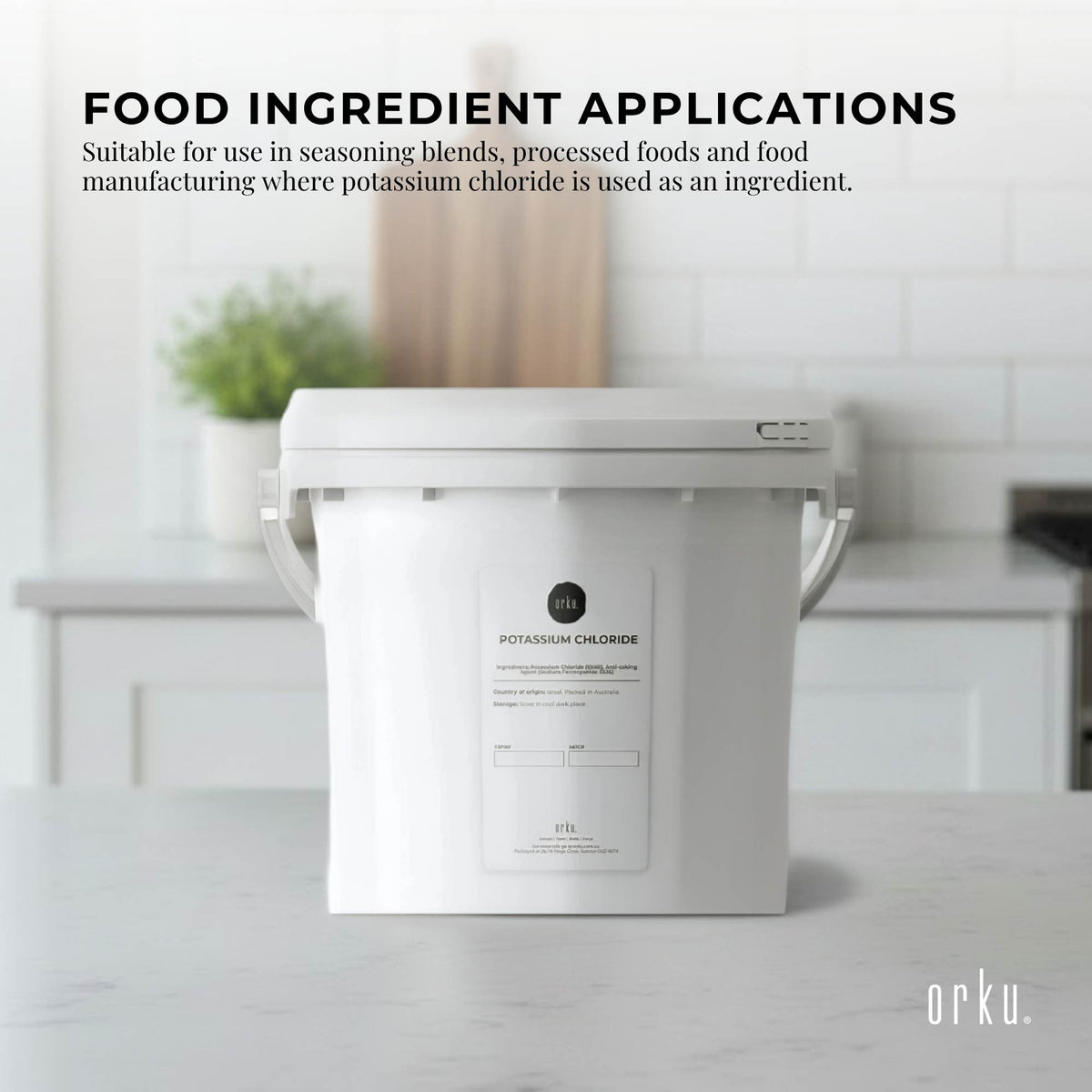 Orku Bulk Potassium Chloride Powder Tub - Food Grade E508 Salt Substitute
