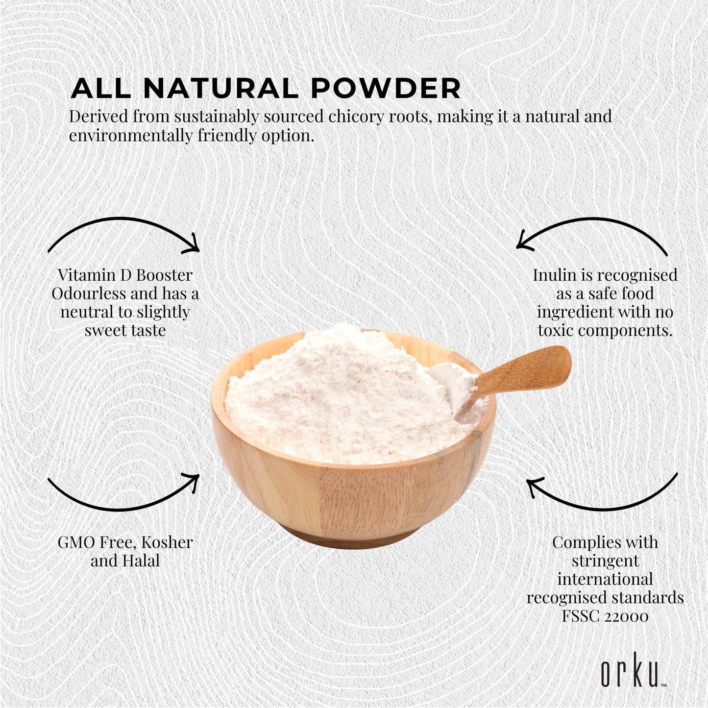 Orku Chicory Root Inulin Powder - Unflavoured Natural Prebiotic Fibre