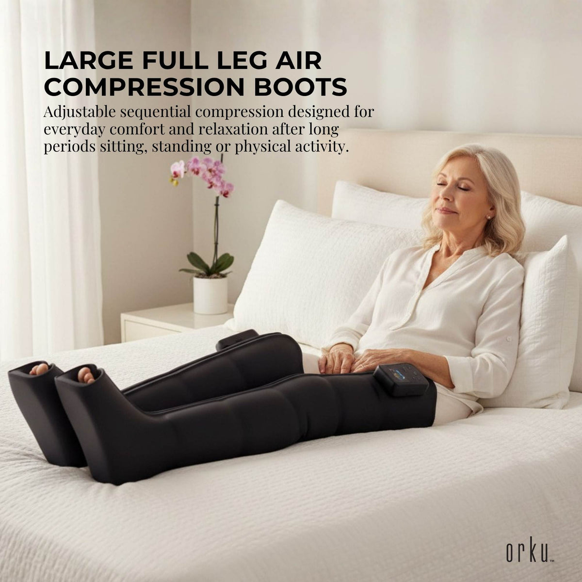 Orku Cordless Full Leg Air Compression Massager Boots - Rechargeable Large