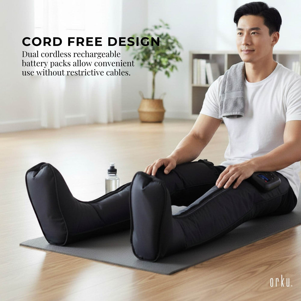 Orku Cordless Full Leg Air Compression Massager Boots - Rechargeable Large