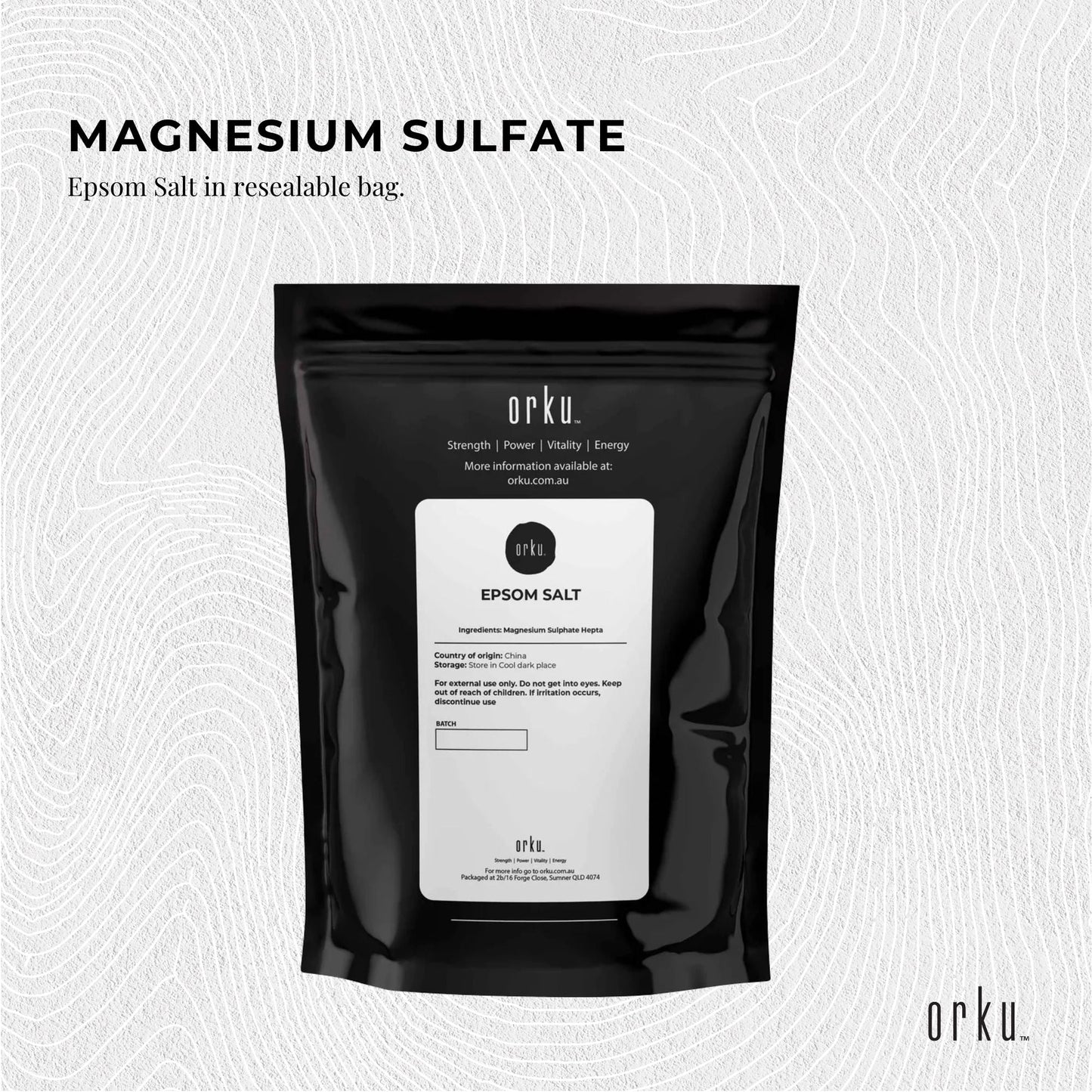 Orku Epsom Salt Magnesium Sulphate - Natural Bath Salts Skin Foot Body Care