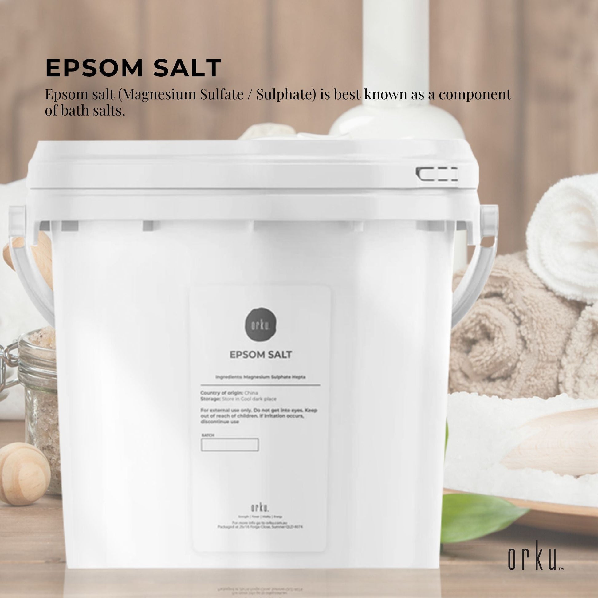 Orku Epsom Salt Tubs - Magnesium Sulphate Bath Feet Body Skin Care Sulfate