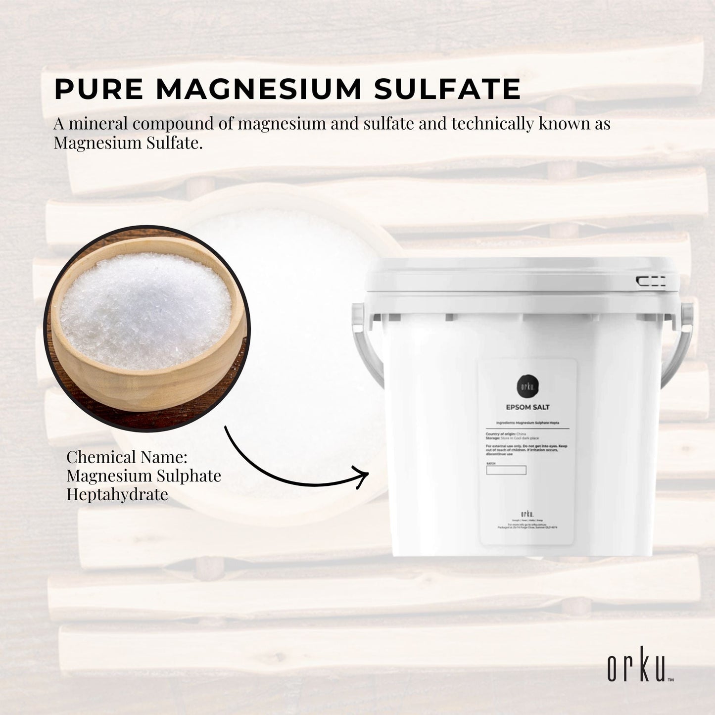 Orku Epsom Salt Tubs - Magnesium Sulphate For Bath Feet Body Skin Care Sulfate