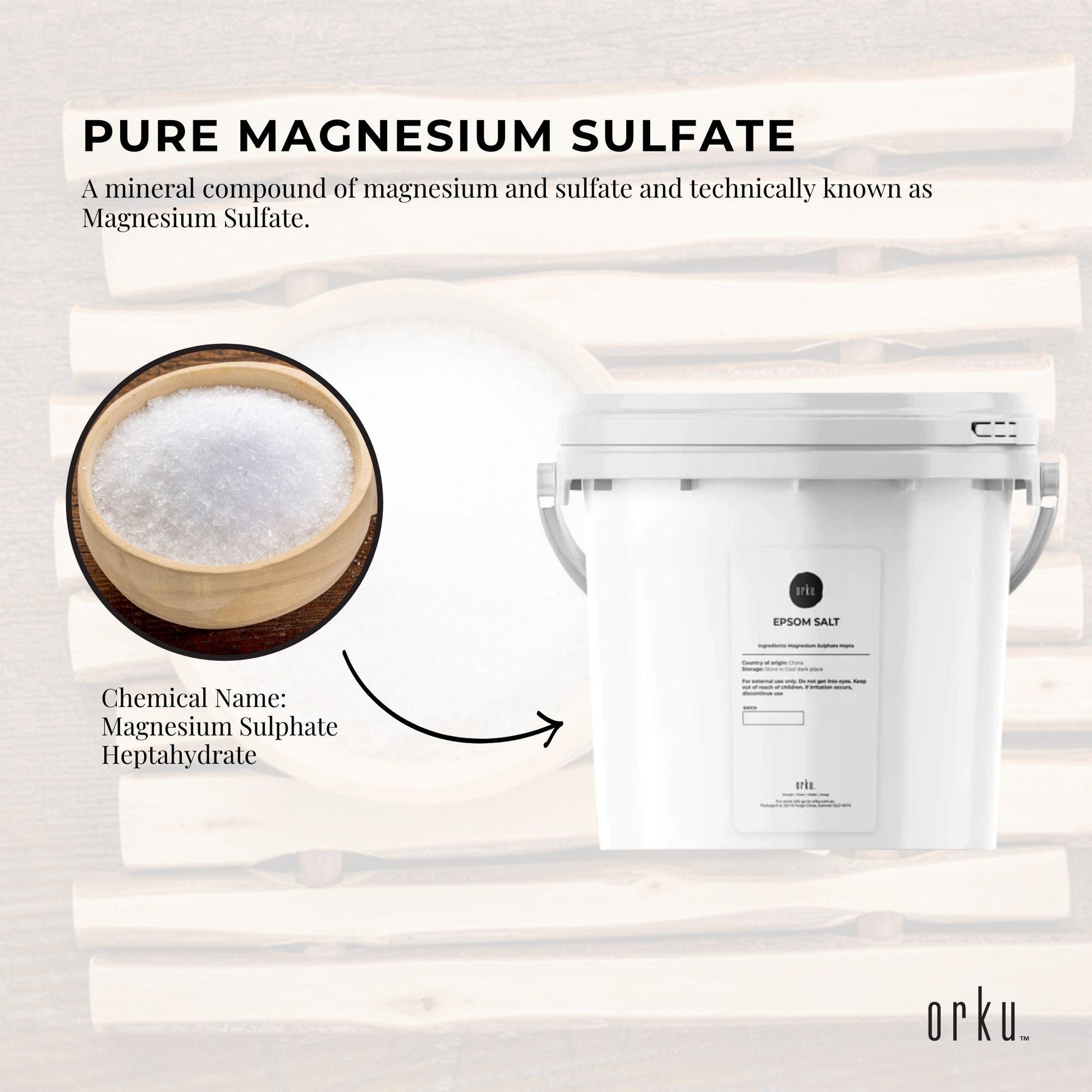 Orku Epsom Salt Tubs - Magnesium Sulphate For Bath Feet Body Skin Care Sulfate