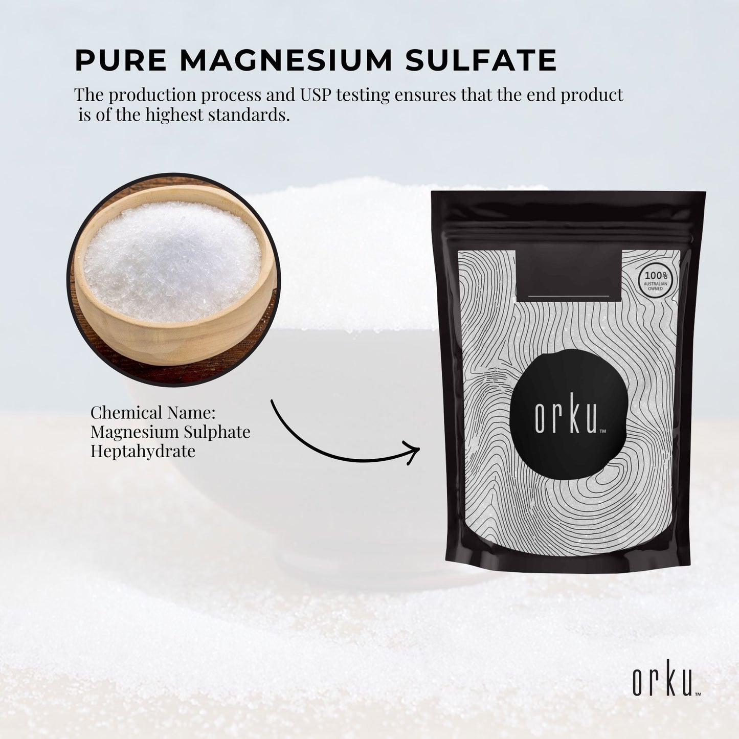 Orku Epsom Salt - USP Grade Magnesium Sulfate Body Bath Salts