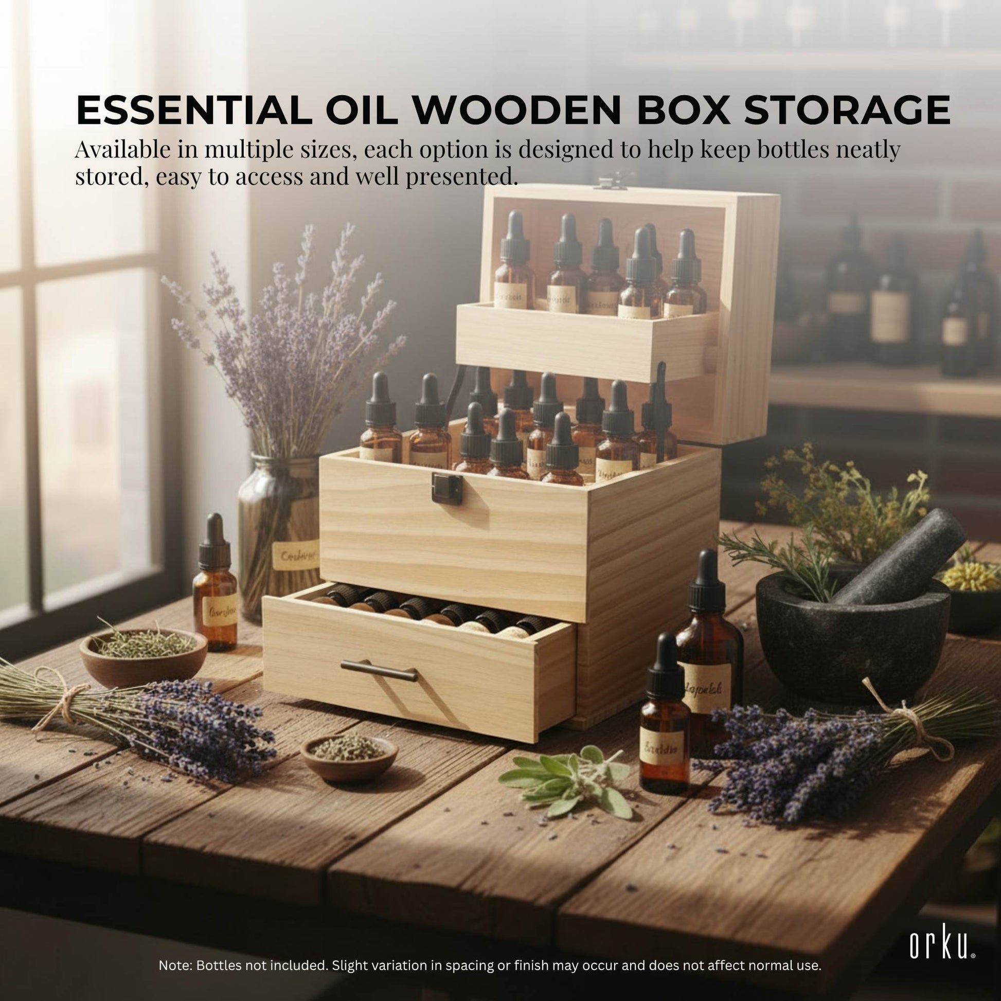 Orku Essential Oil Storage Box Range - 59 or 74 Aromatherapy Bottle Organisers