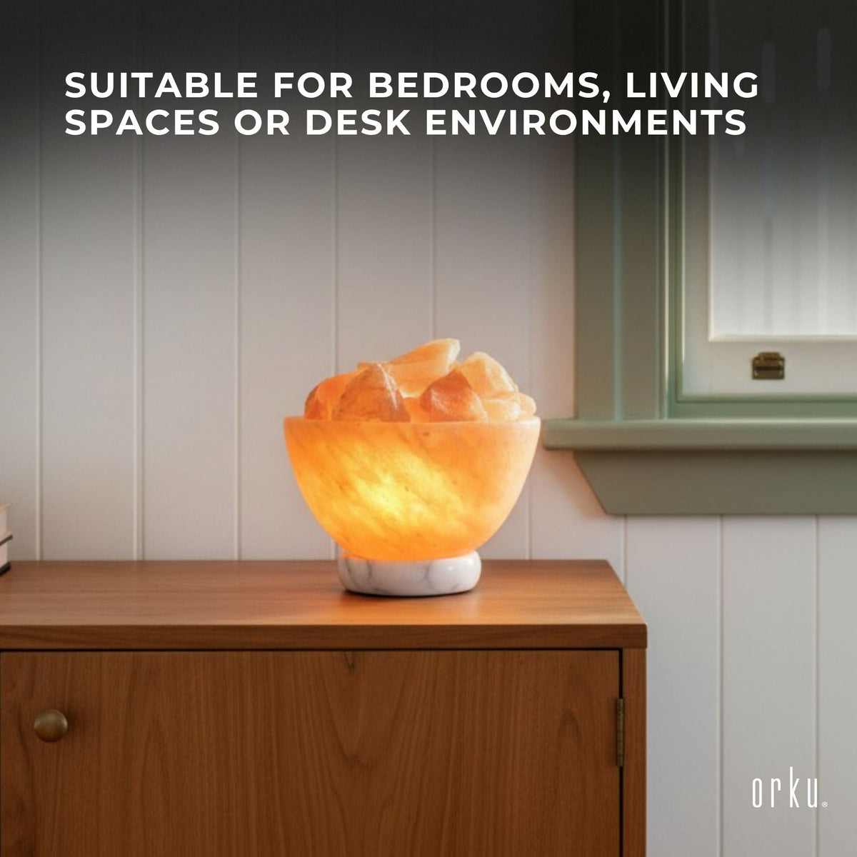 Orku Fire Bowl Himalayan Pink Salt Lamp - Hand Carved Rocks Night Light