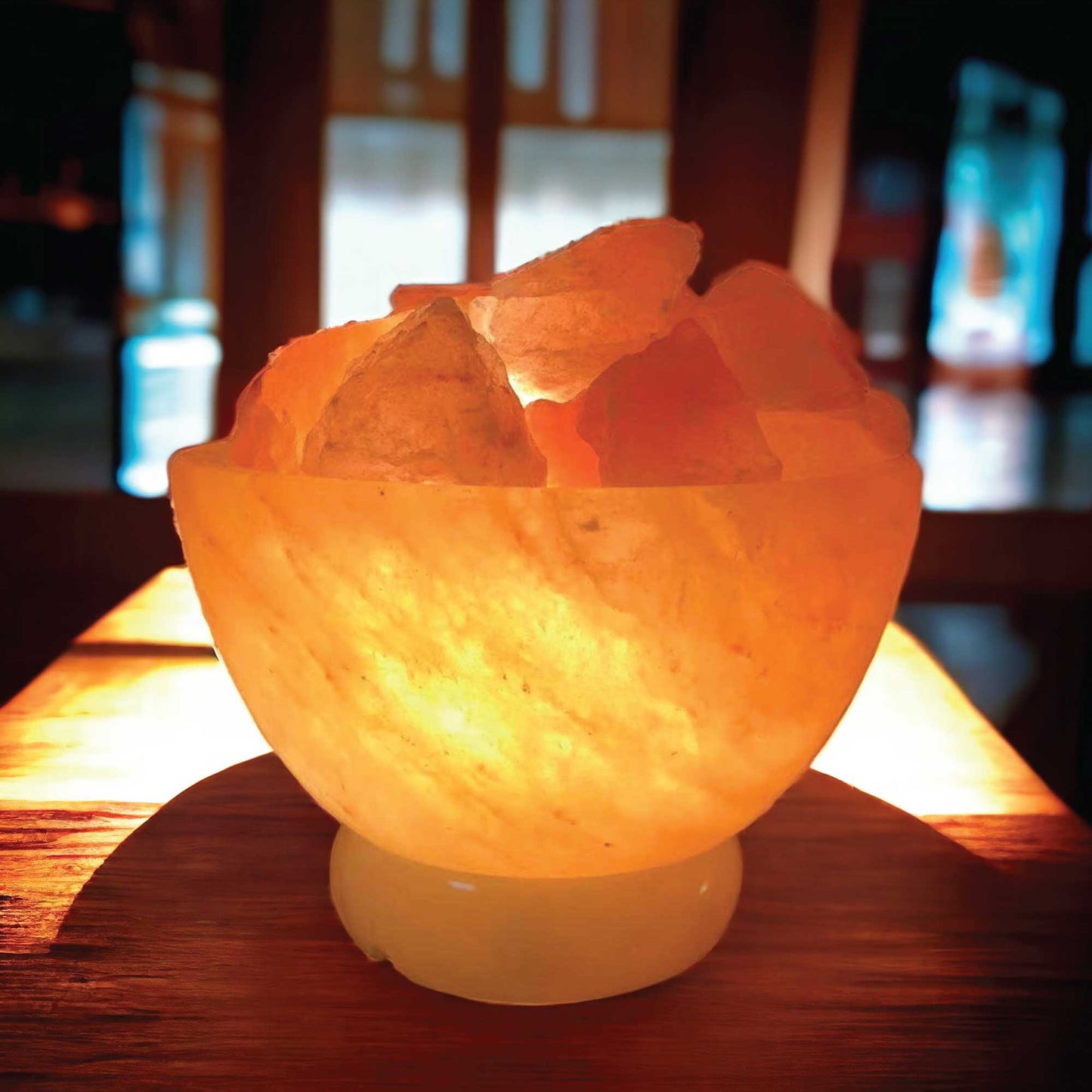 Orku Fire Bowl Himalayan Pink Salt Lamp - Carved Salt Rocks Night Light