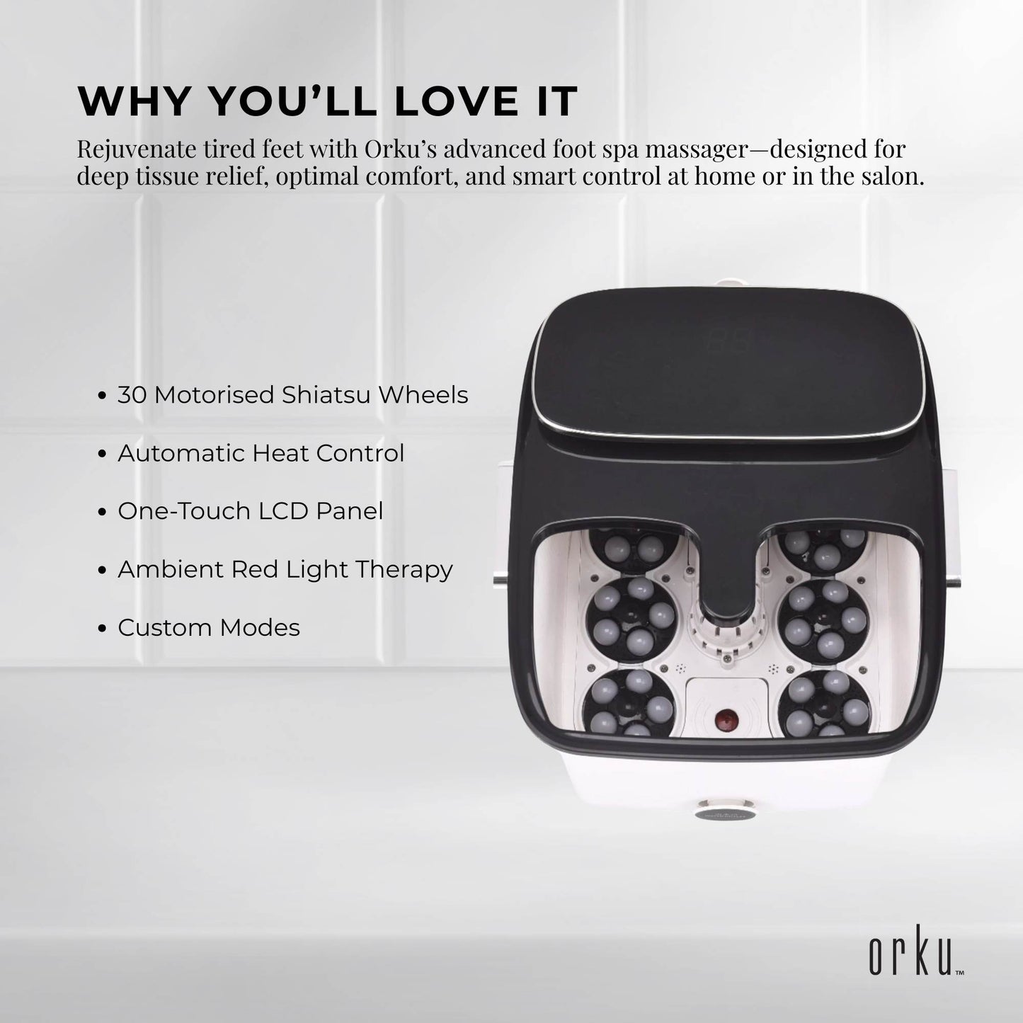 Orku Foot Spa Automatic Water Heating Massager - Electric Pedicure Bath