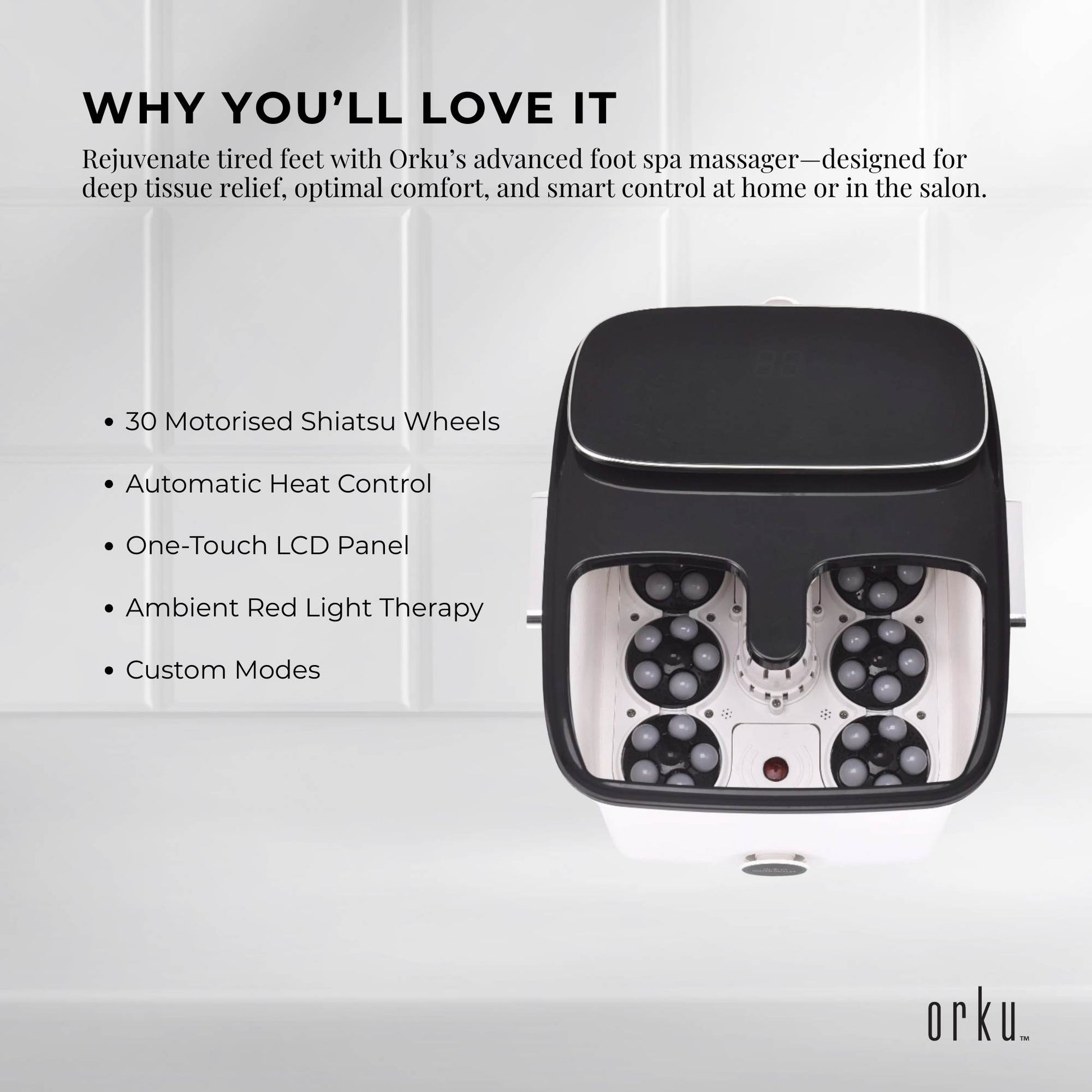 Orku Foot Spa Automatic Water Heating Massager - Electric Pedicure Bath