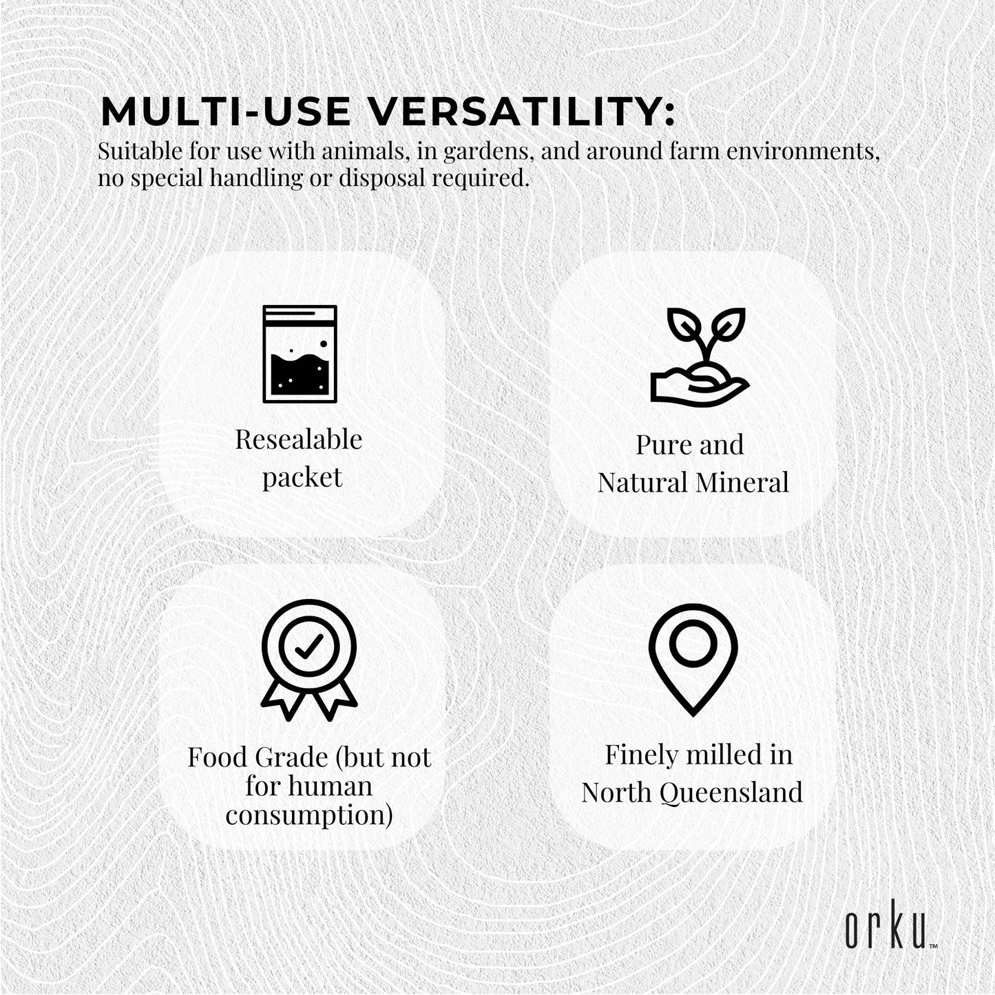 Orku 2Kg Fossil Shell Flour - Livestock Garden Pet Diatomaceous Earth