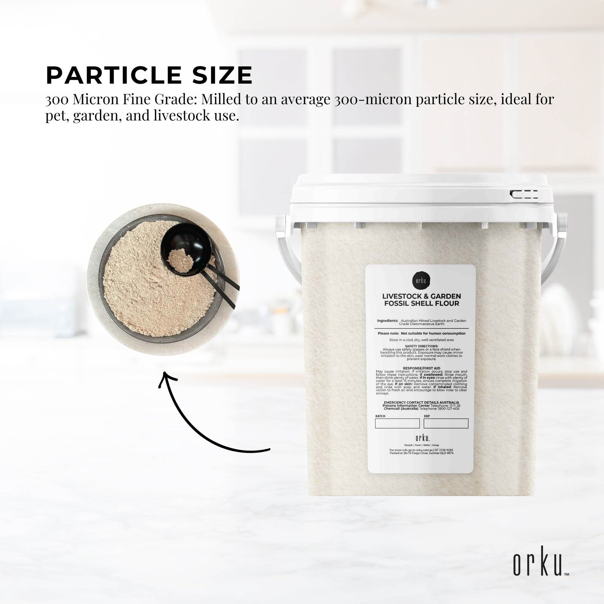 Orku Fossil Shell Flour Tubs - Livestock Garden and Pet Diatomaceous Earth