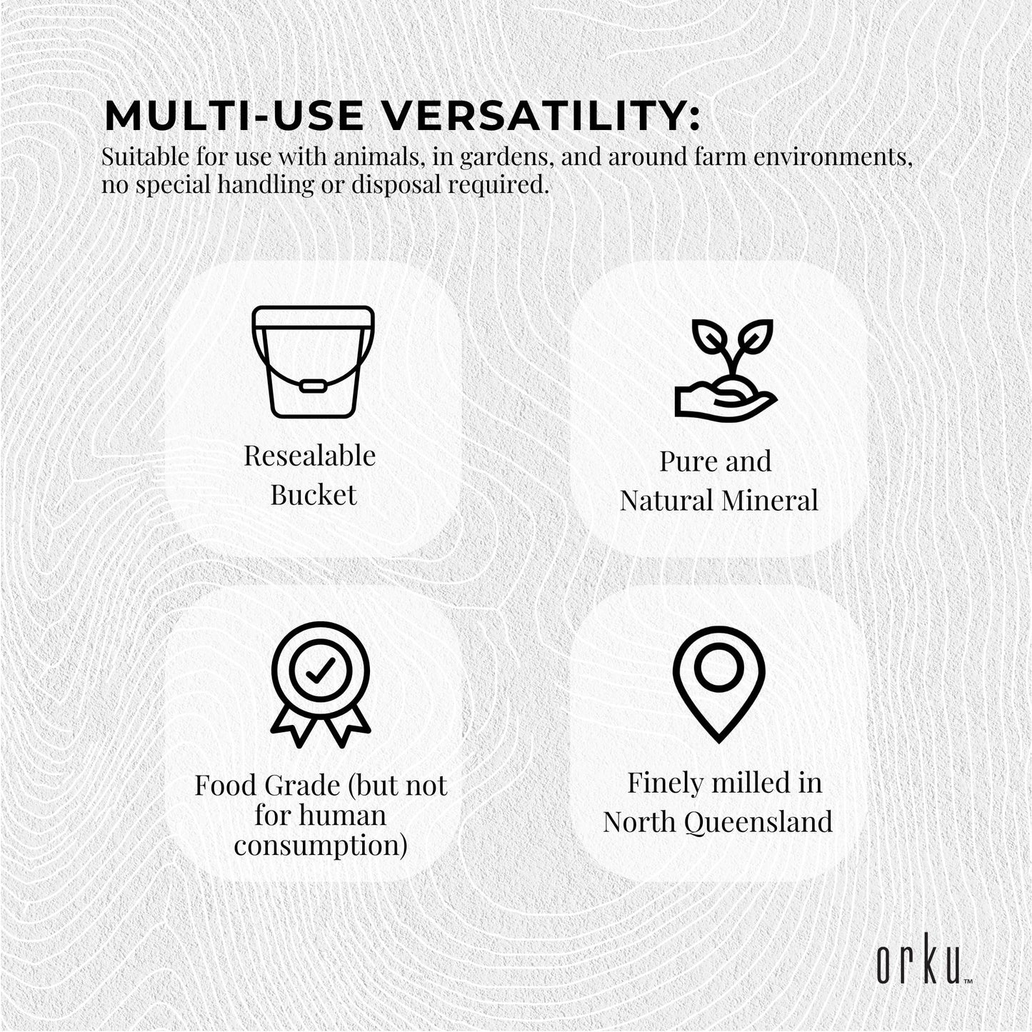 Orku Fossil Shell Flour Tubs - Livestock Garden and Pet Diatomaceous Earth