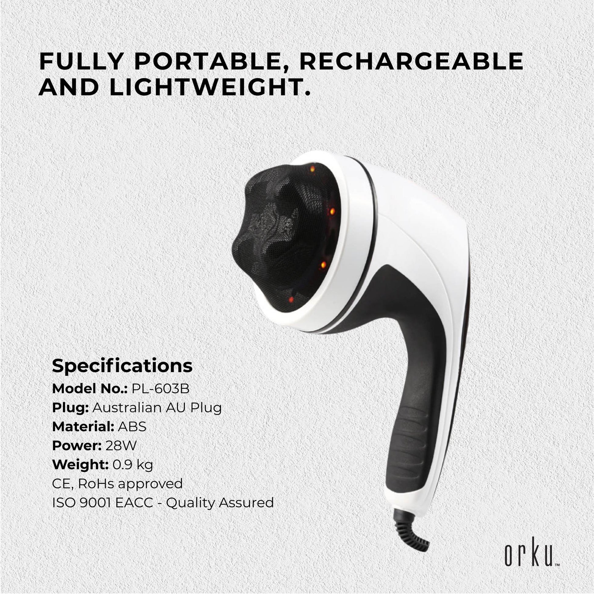 Orku Full Body Vibration Handheld Massager - 4 Heads Neck Shoulders Back Legs