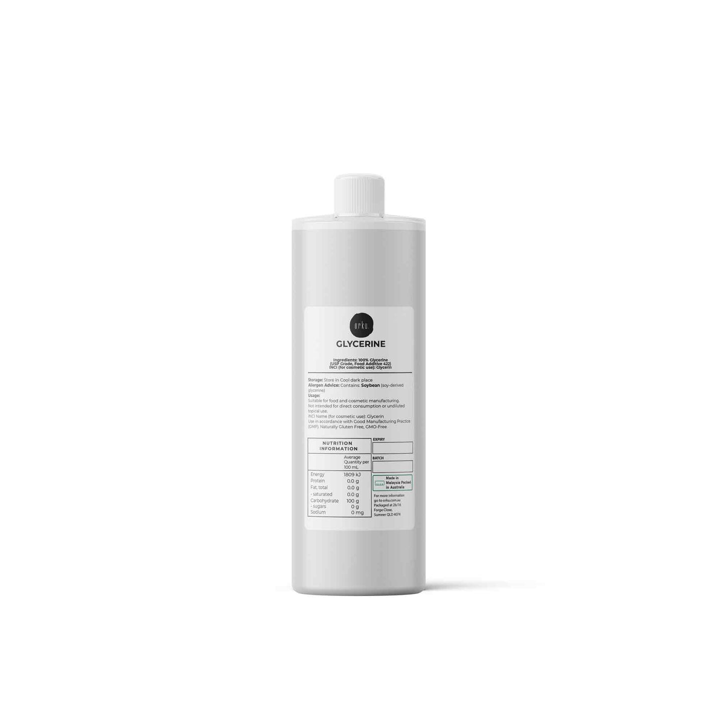 Orku Glycerine 99.9% Pure USP Food + Cosmetic Grade – Vegetable Glycerol