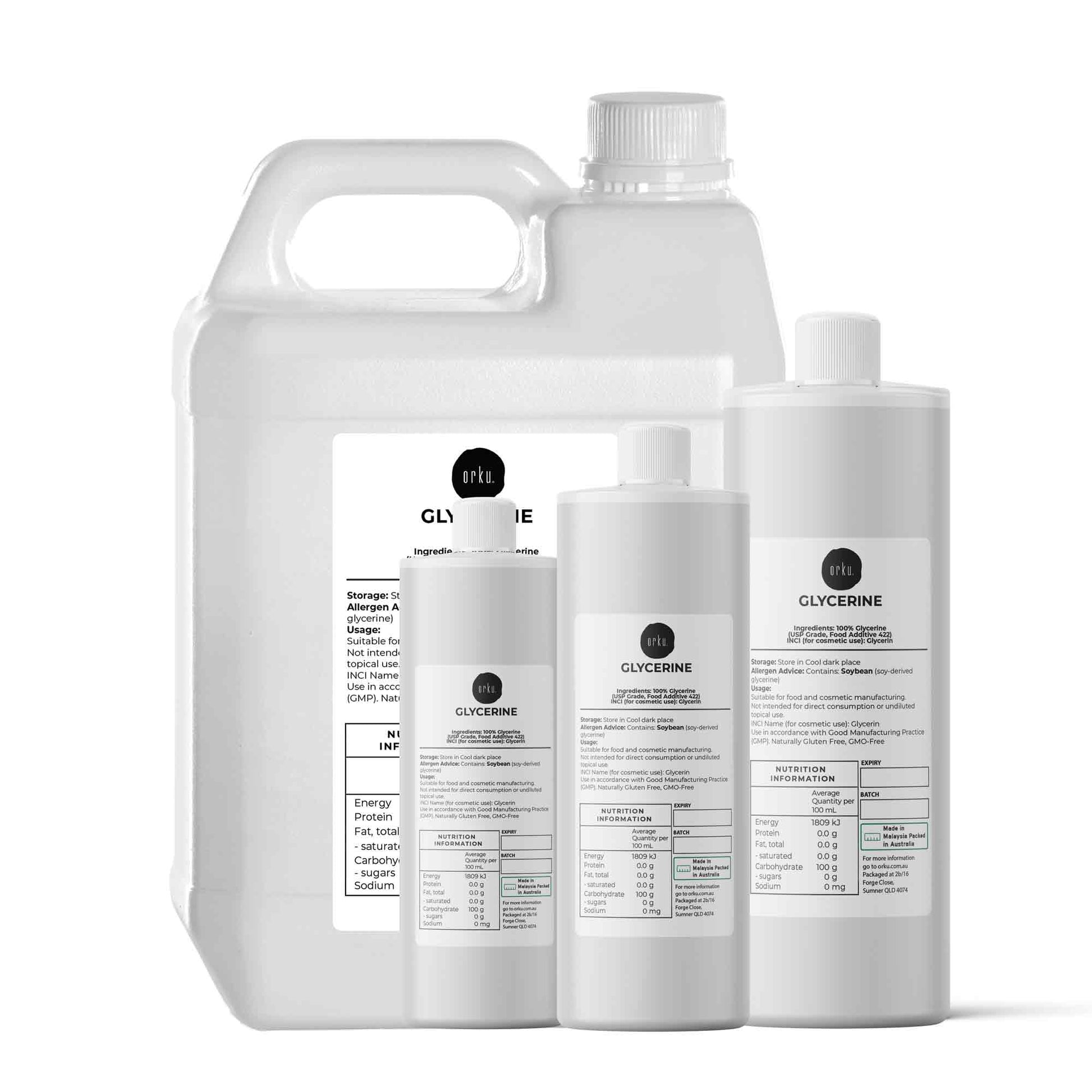Orku Glycerine 99.9% Pure USP Food + Cosmetic Grade – Vegetable Glycerol