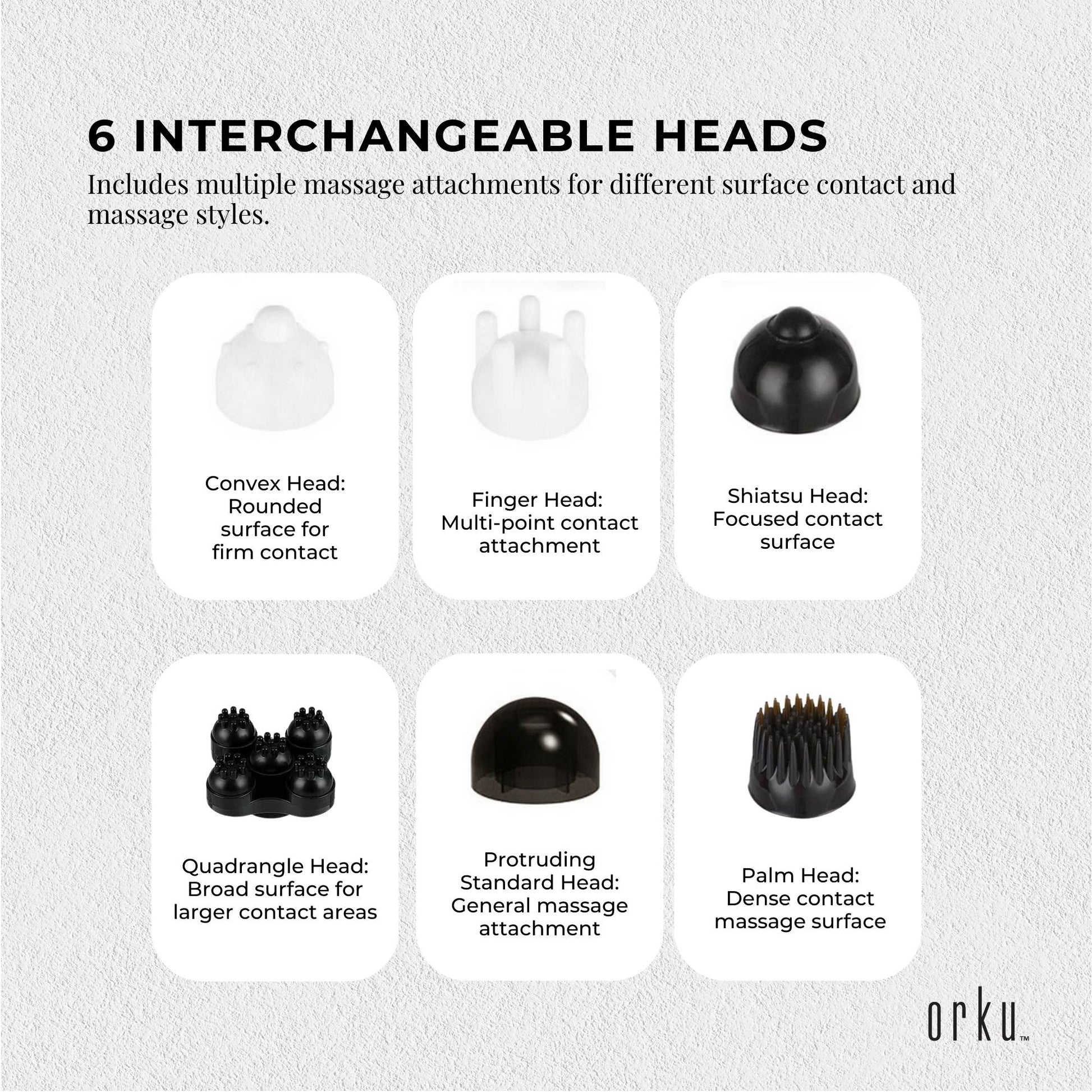 Orku Handheld Body Massager 6 Heads Adjustable Speed Neck Shoulder Back Legs Red