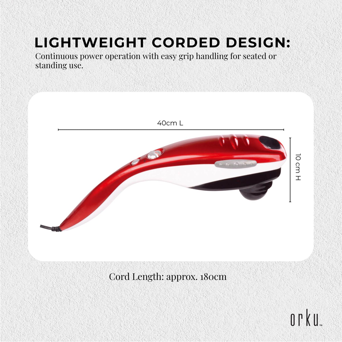 Orku Handheld Body Massager 6 Heads Adjustable Speed Neck Shoulder Back Legs Red