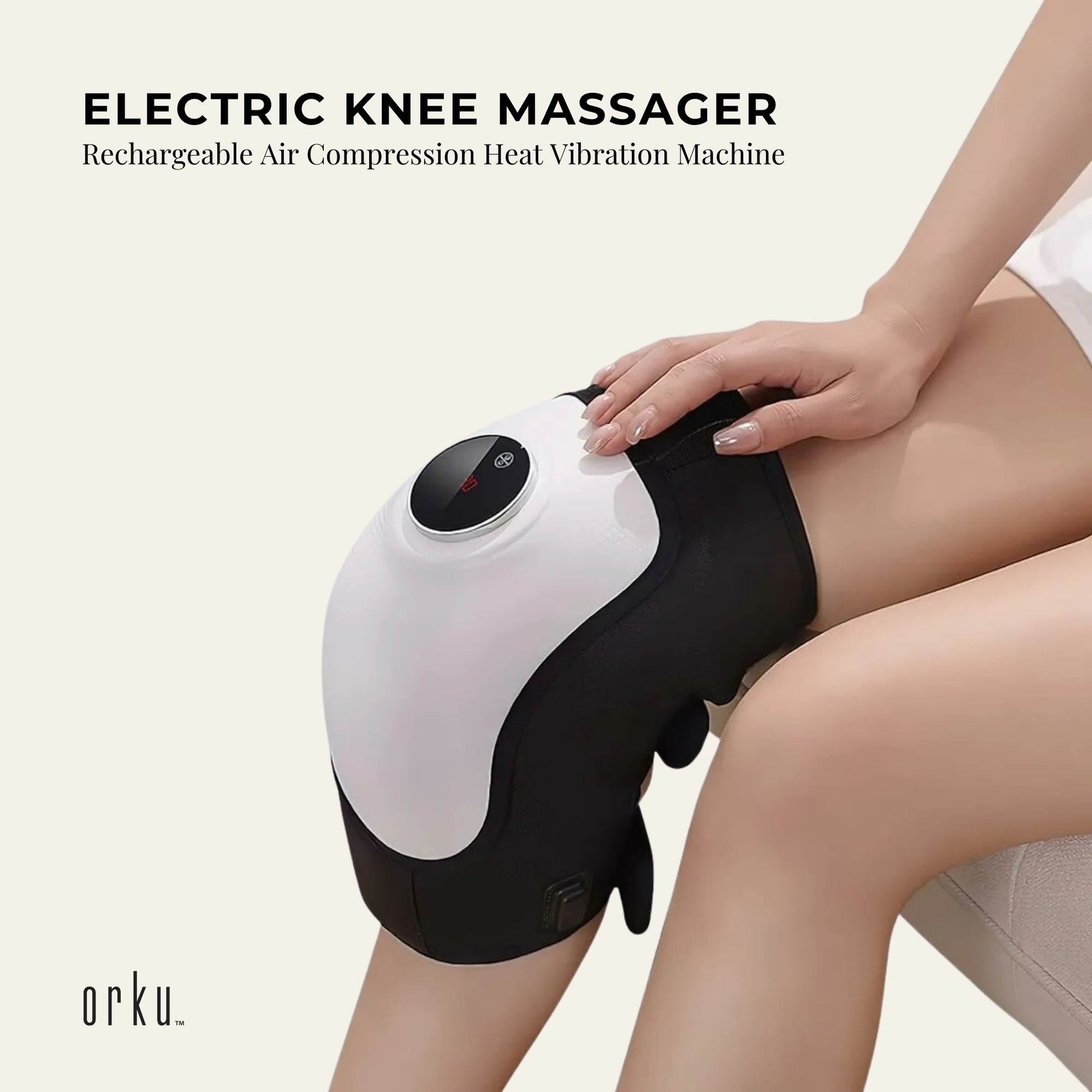 Orku Heated Knee Massager - Rechargeable Air Compression and Vibration Wrap