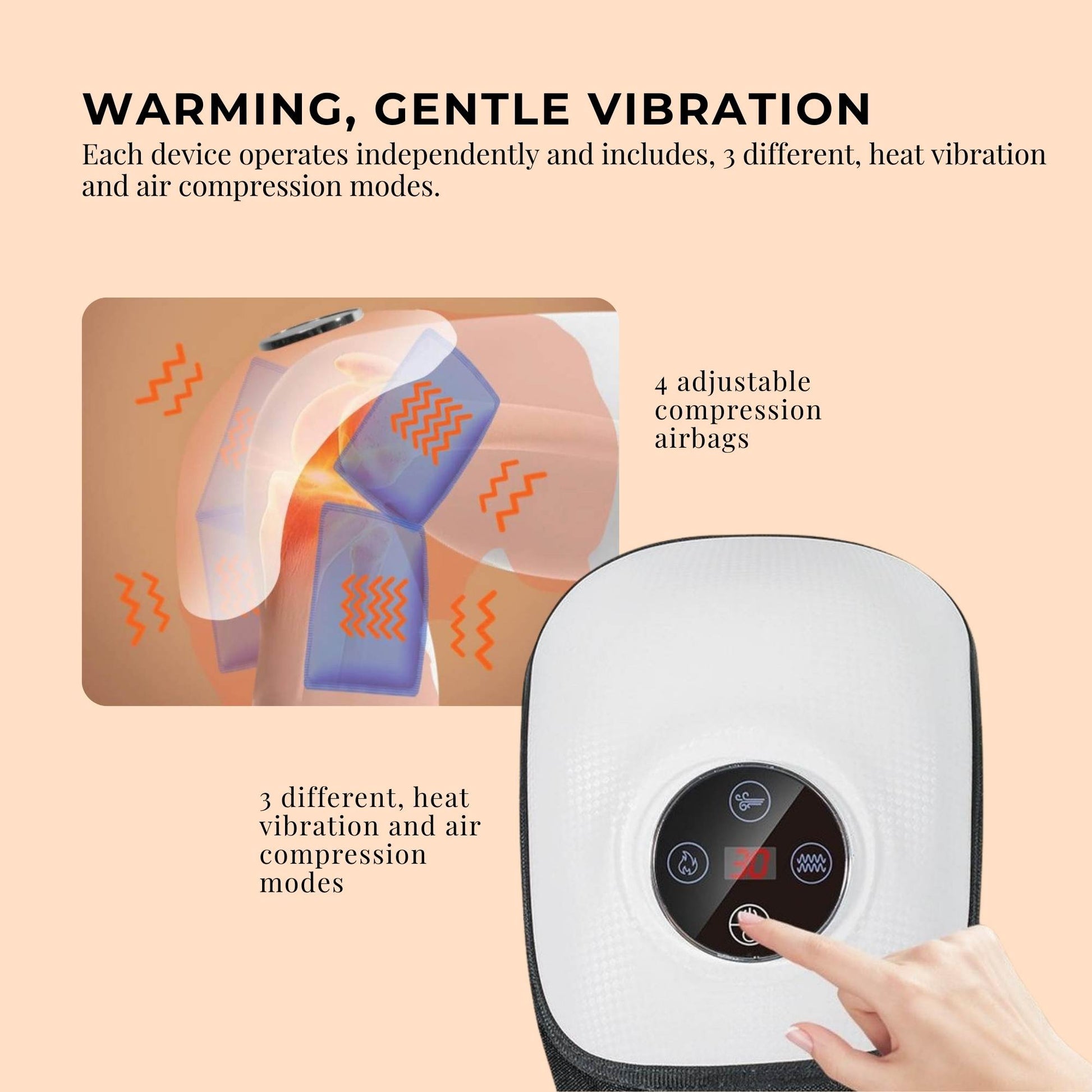 Orku Heated Knee Massager - Rechargeable Air Compression and Vibration Wrap