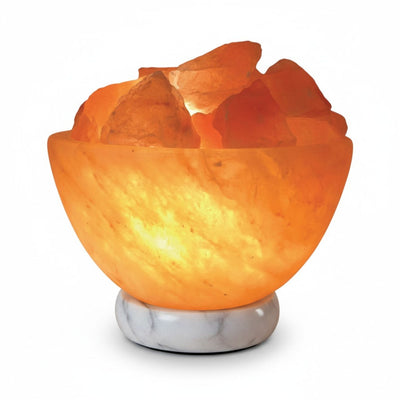 Orku Fire Bowl Himalayan Pink Salt Lamp - Hand Carved Rocks Night Light