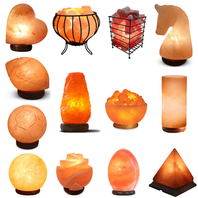 Orku Himalayan Pink Salt Lamps in Various Carved Rock Shapes 12V 12W Switch
