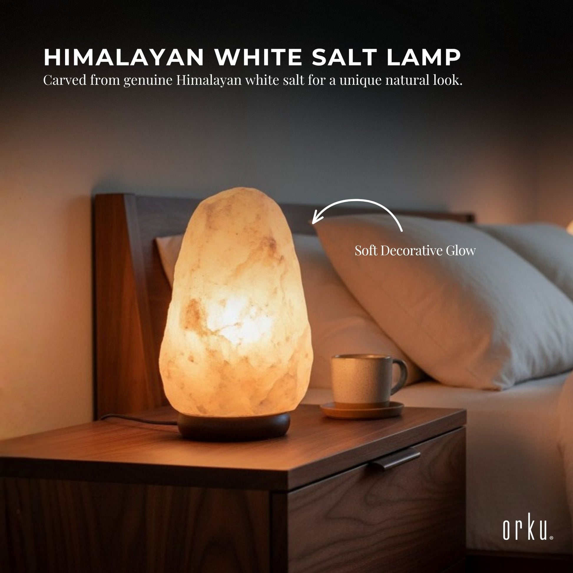 Orku Himalayan White Salt Lamps - Natural Rock Shape Night Light All Sizes