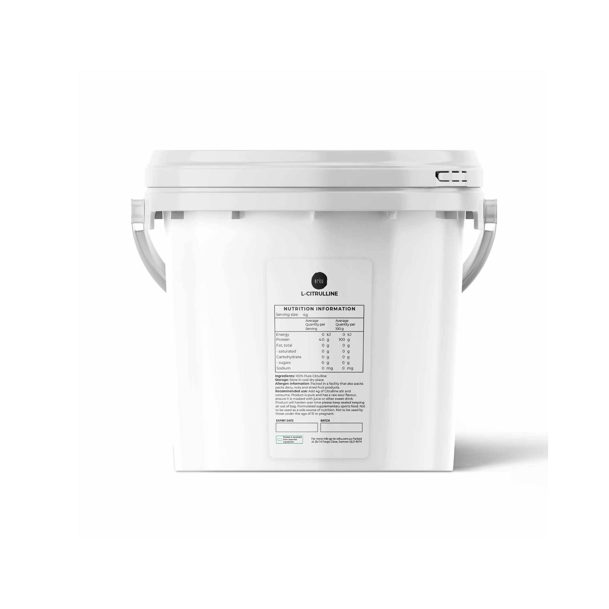 Orku L-Citrulline Powder Buckets - 100 % Pure Food Grade Amino Acid