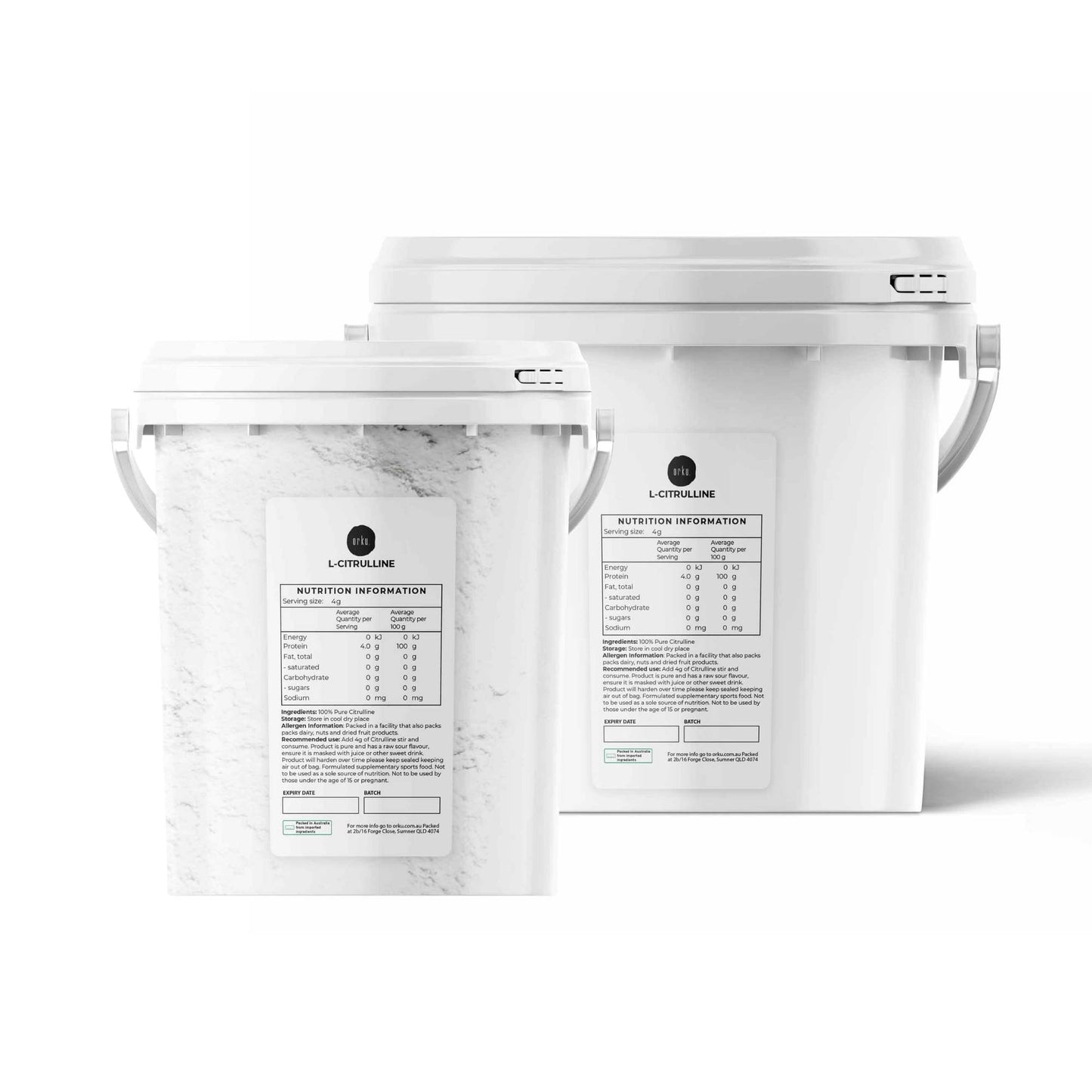 Orku L-Citrulline Powder Buckets - 100 % Pure Food Grade Amino Acid