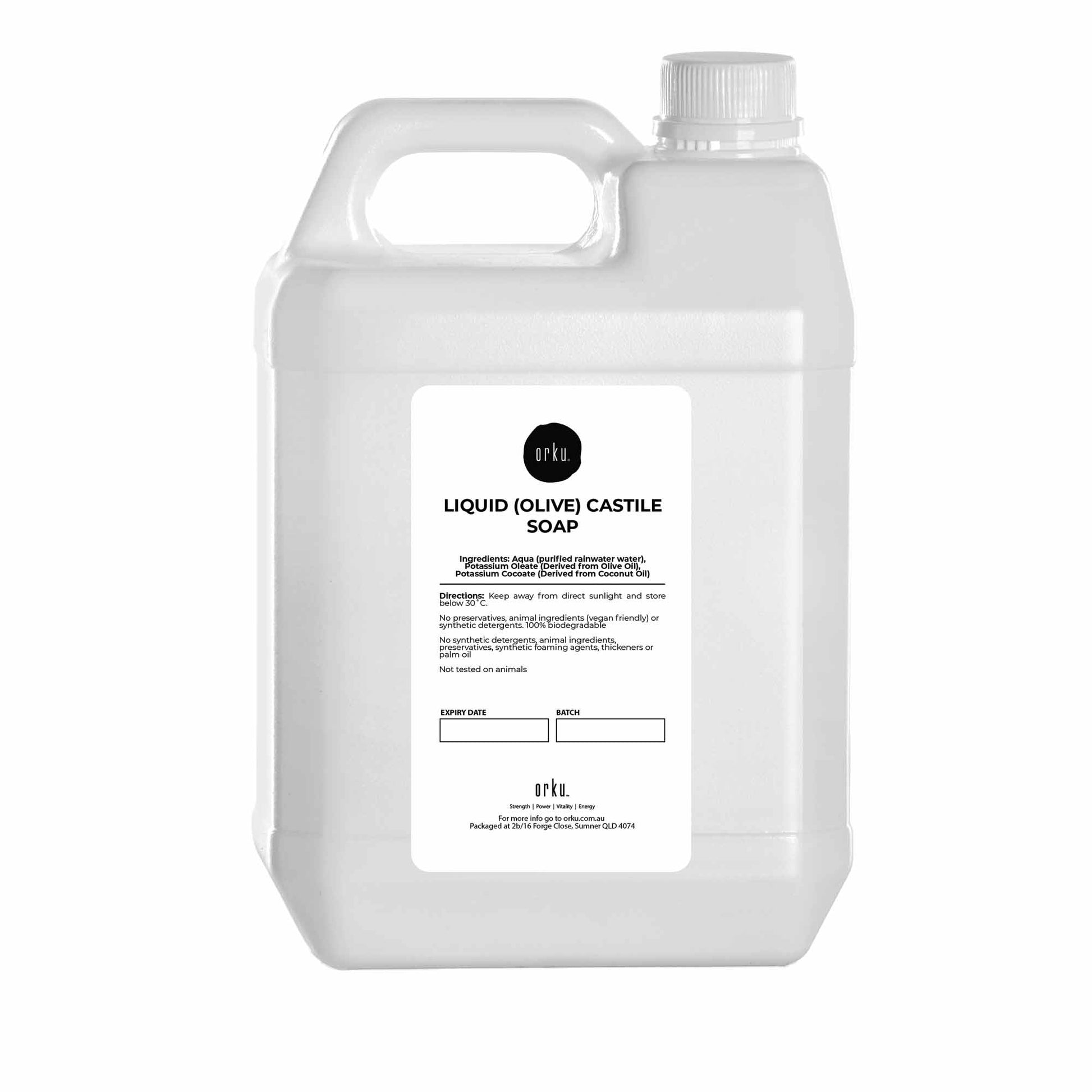 Orku Liquid Castile Soap - Pure Unscented Natural Olive Oil Base Concentrate