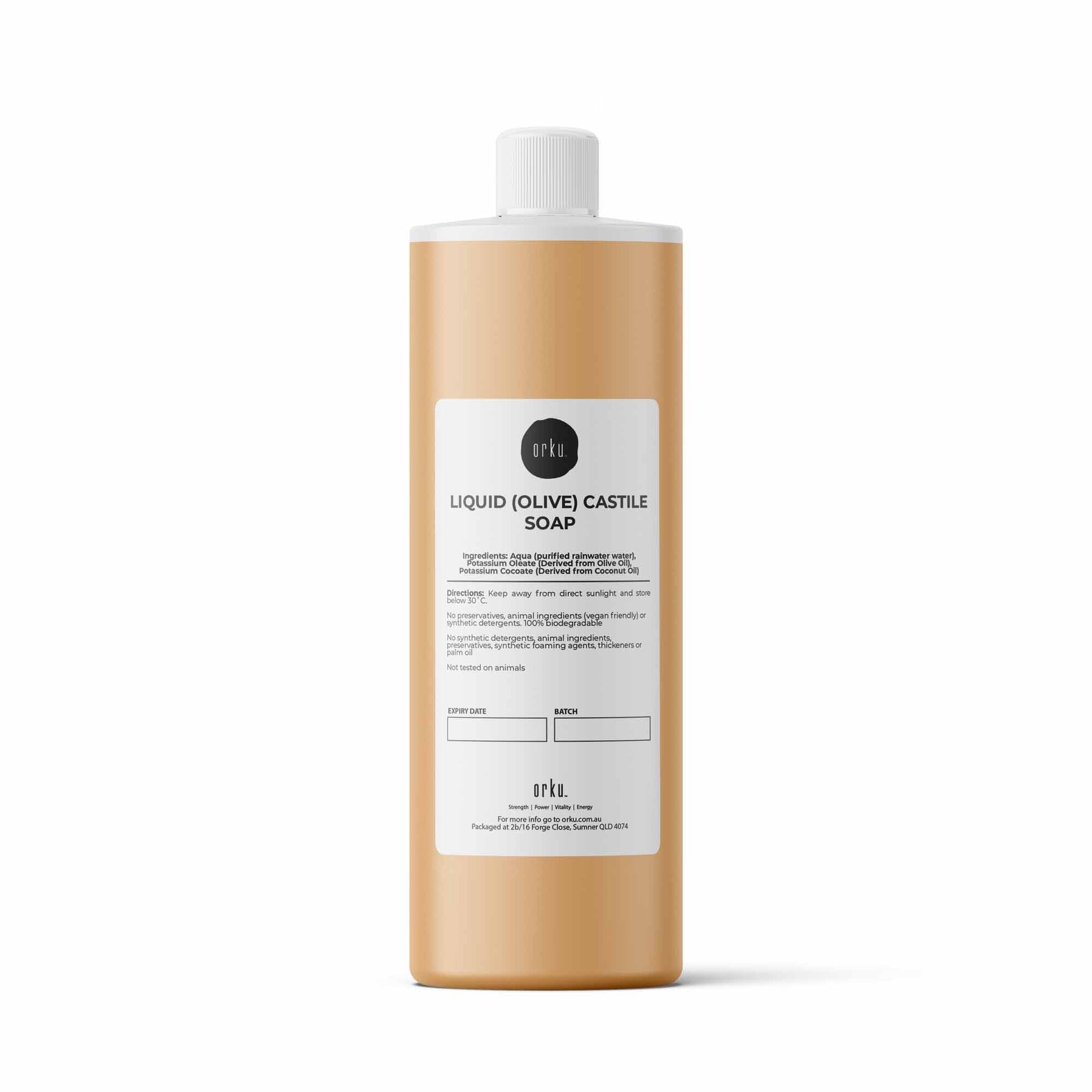 Orku Liquid Castile Soap - Pure Unscented Natural Olive Oil Base Concentrate