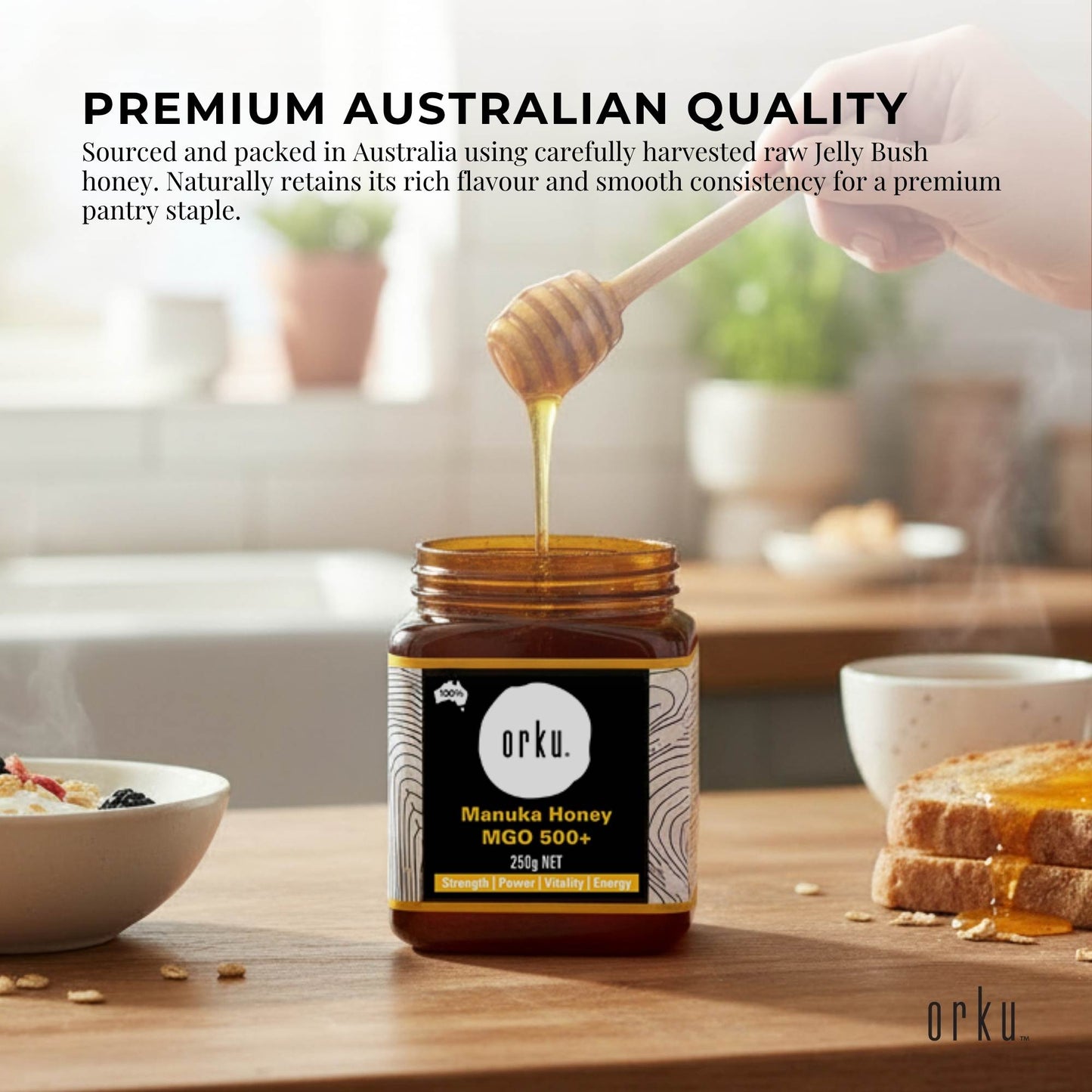 Orku MGO 500+ Australian Manuka Honey 250g - Raw Jelly Bush Honey