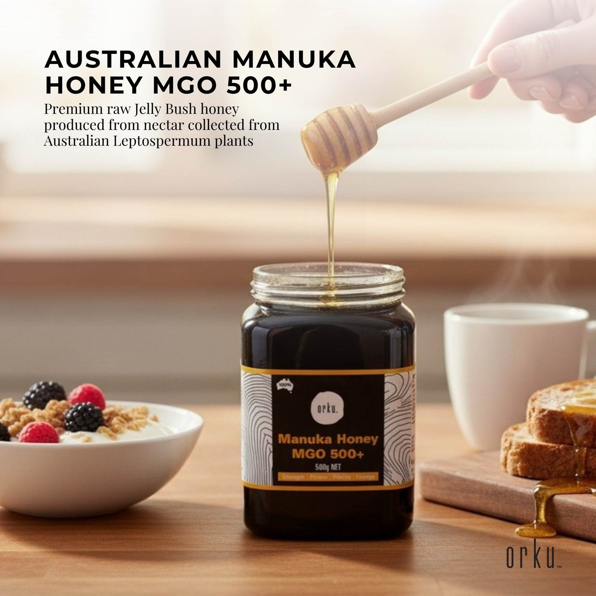 Orku MGO 500+ Australian Manuka Honey 500g - Raw Jelly Bush Honey