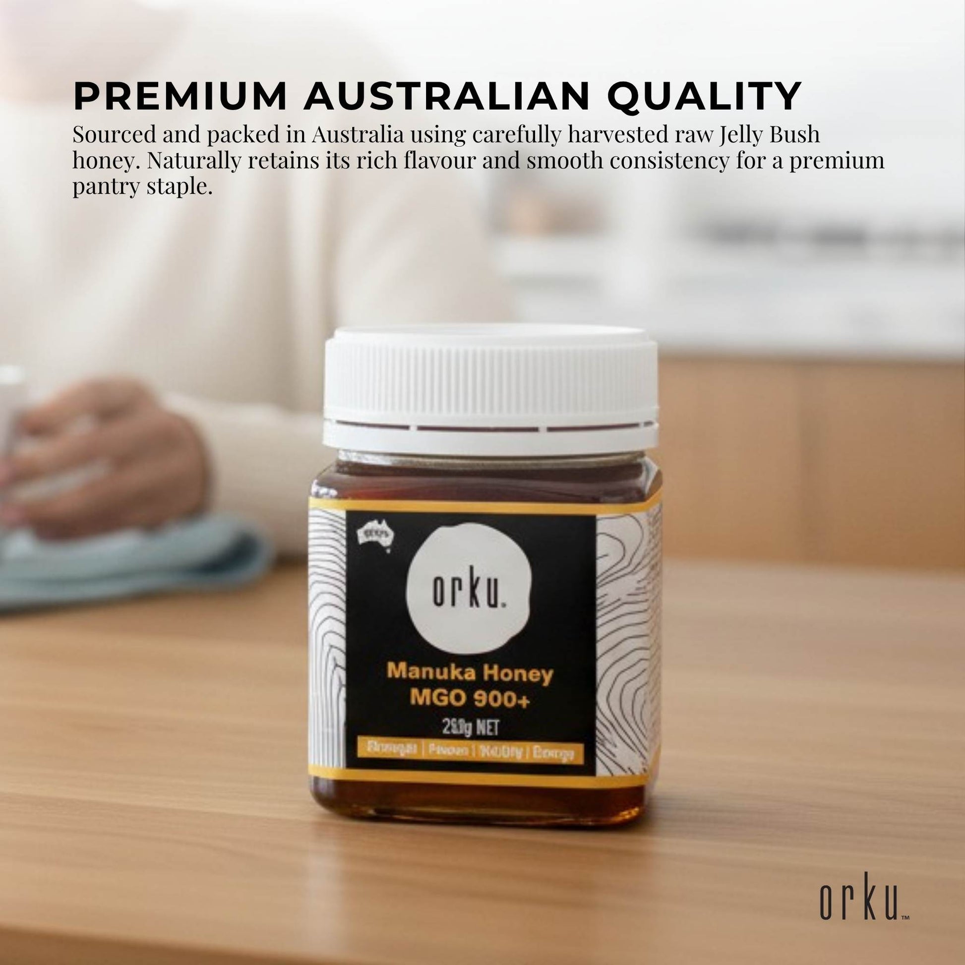 Orku MGO 900+ Australian Manuka Honey 250g - Raw Jelly Bush Honey