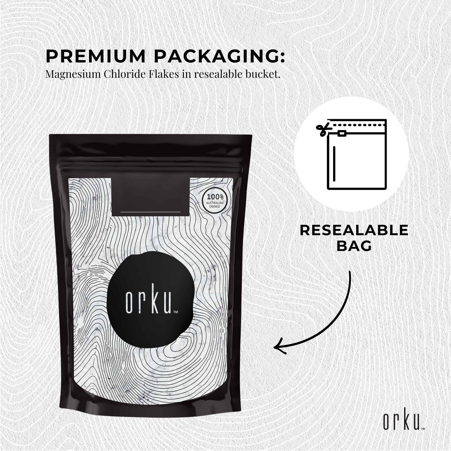 Orku Magnesium Chloride Flakes Hexahydrate Bags - FCC USP Spec Bath Salts