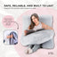 Orku Maternity Pregnancy Pillow - J-Shape Full Length for Side Sleepers Grey
