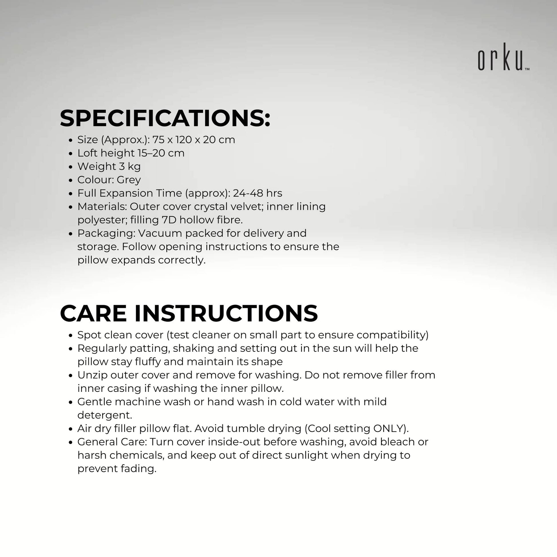 Orku Maternity Pregnancy Pillow - J-Shape Full Length for Side Sleepers Grey