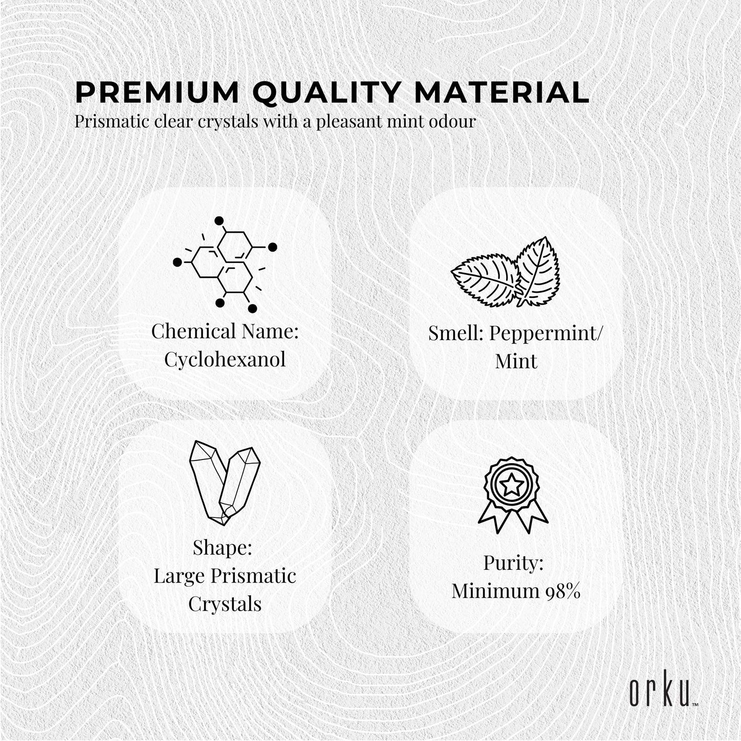 Orku Menthol Crystals - USP Grade L-Menthol Mint Flakes C10H200