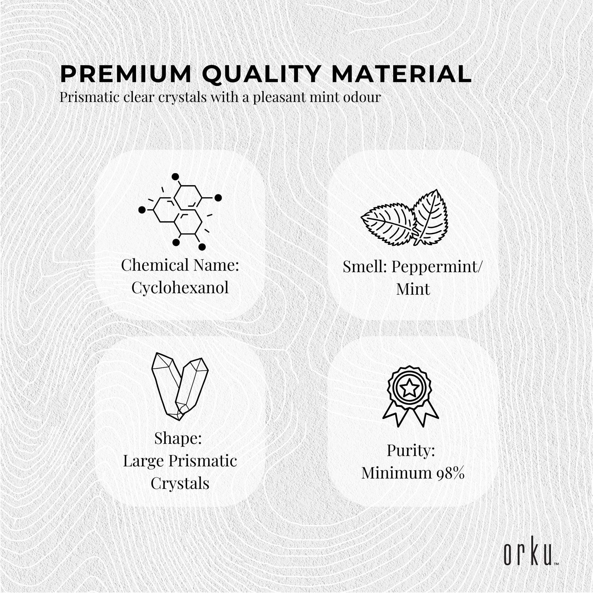 Orku Menthol Crystals - USP Grade L-Menthol Mint Flakes C10H200