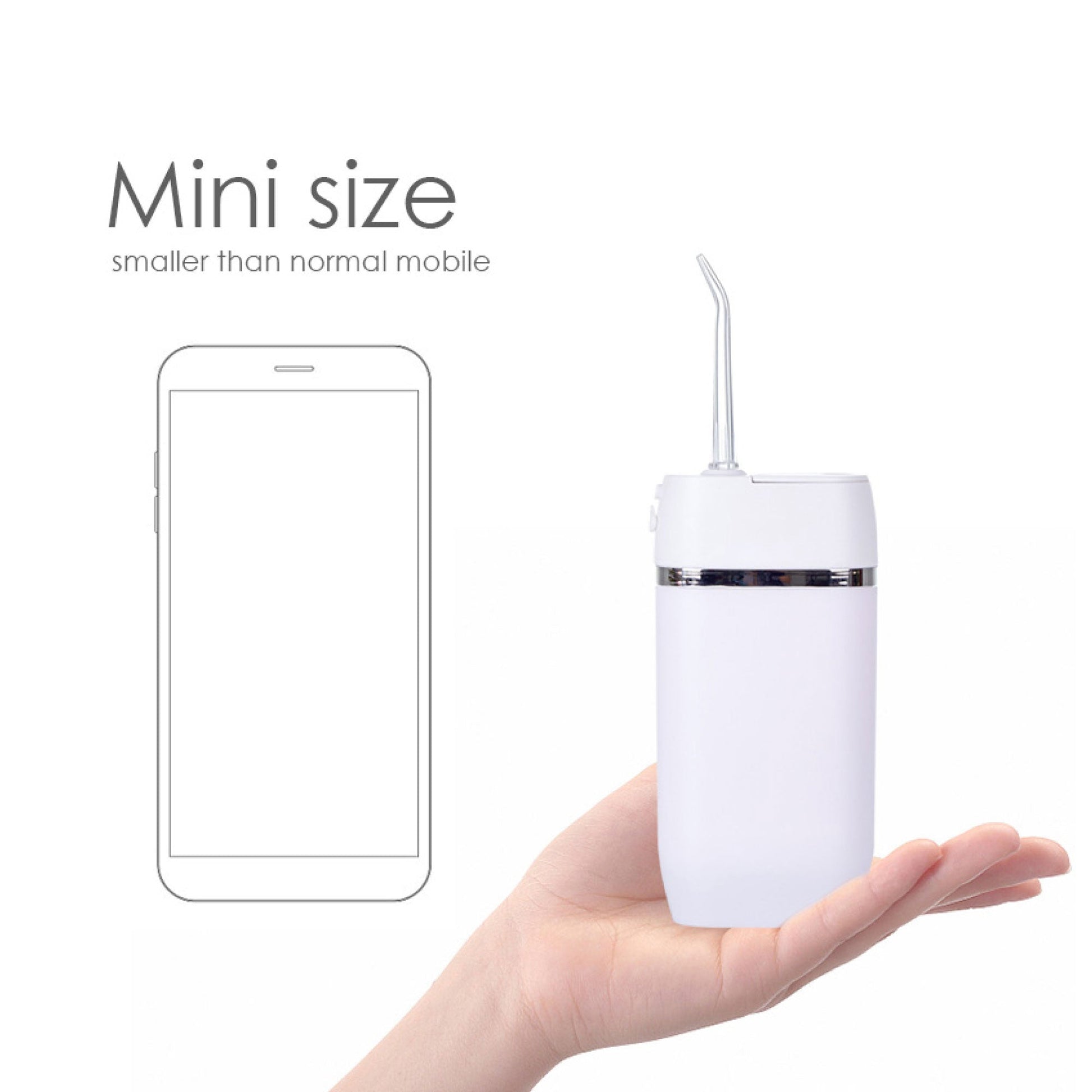 Orku Mini Cordless Water Flosser Oral Irrigator White - 5 Nozzles